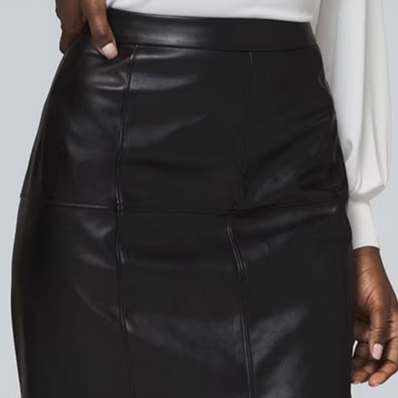 WHBM $110 Vegan Faux Leather Pencil Skirt 14 - Picture 4 of 6